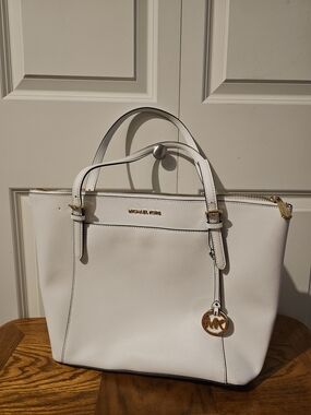 Michael Kors White Saffiano Leather Tote Bag